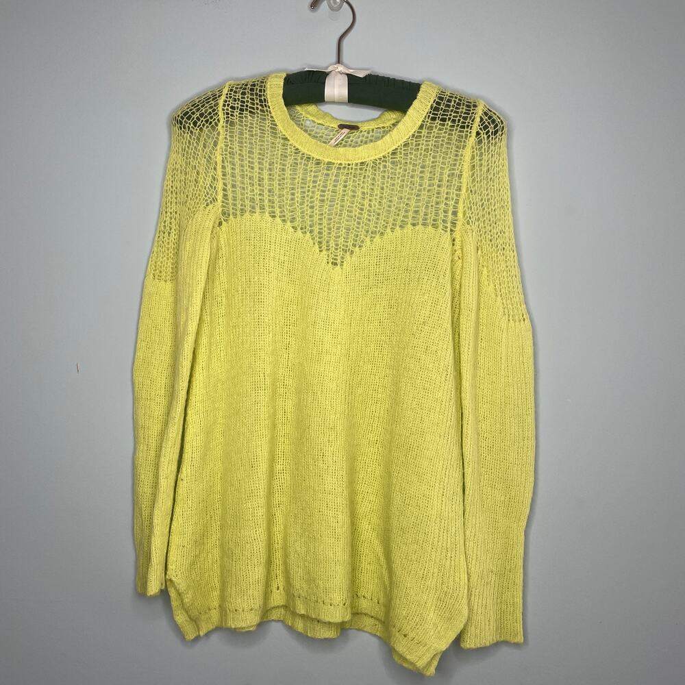 Free People Lime Green Wool Blend Sweater Sz M
